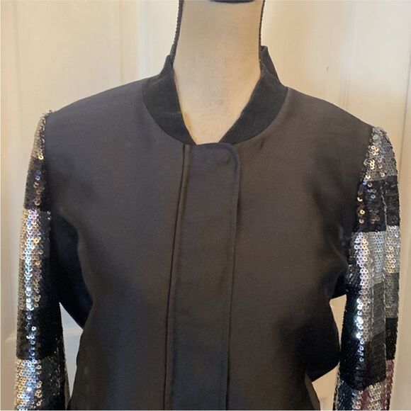 Sachin + Babi Black and Silver Sequin Bomber Jacket - Picture 4 of 9
